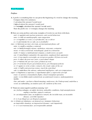 Fillable Online Prefix Examples: 40 Essential Prefixes and Their ...