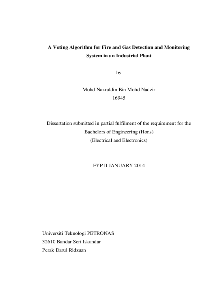 Fillable Online A Voting Algorithm for Fire and Gas Detection and
