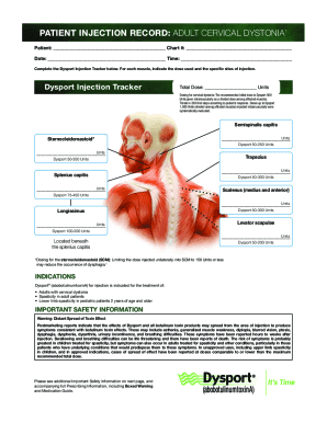 PATIENT INJECTION RECORD: ADULT CERVICAL DYSTONIA