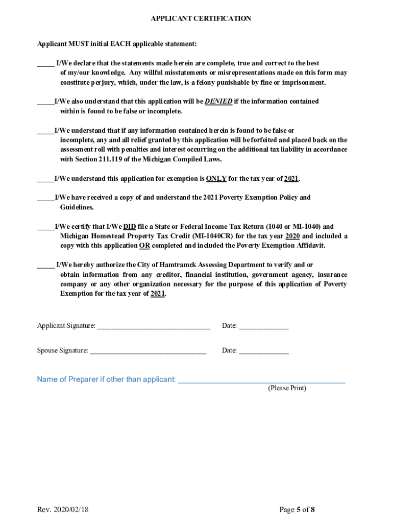 Fillable Online ASSESSORS OFFICE Assessor City of Hamtramck Michigan Fax Email Print pdfFiller