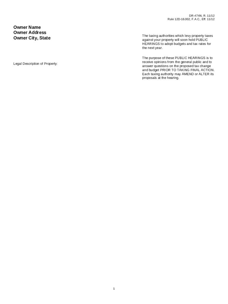 Notice of Proposed Property Taxes and Proposed or Adopted Non Ad