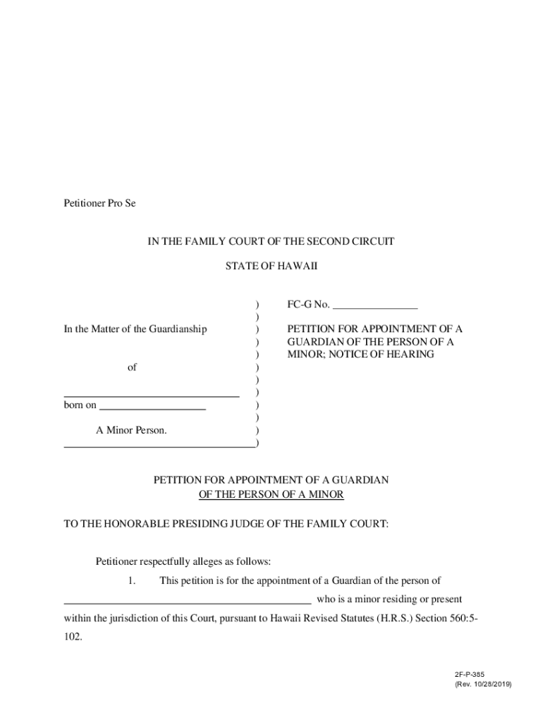 Guardianship of a Minor Person Packet - courts.state.hi.us Preview on Page 1