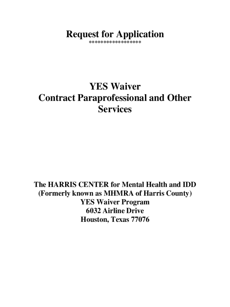 Fillable Online YES Waiver LMHA Inquiry Texas Health and Human Services Fax Email Print