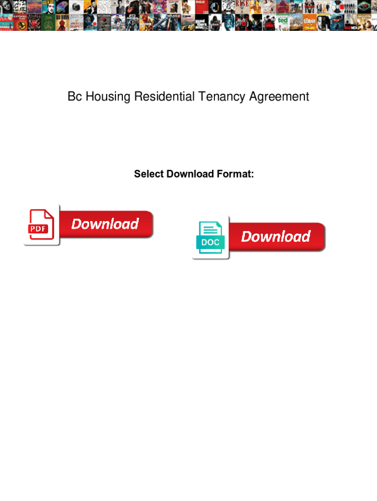 Fillable Online Bc Housing Residential Tenancy Agreement. Bc Housing
