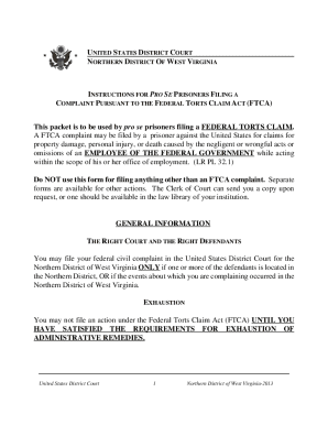 Fillable Online Federal Tort Claims Act (FTCA) Environmental Law ...