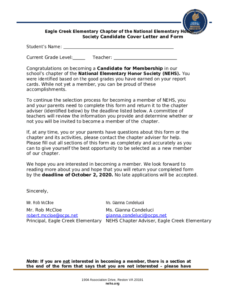 Eagle Creek Elementary Chapter of the National Elementary Honor Society