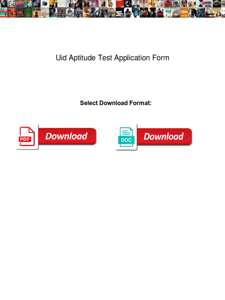 Fillable Online Uid Aptitude Test Application Form. Uid Aptitude Test ...