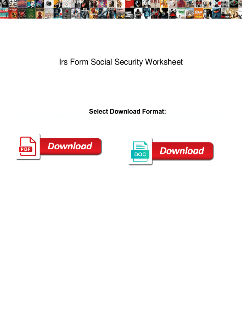 Fillable Online Irs Form Social Security Worksheet. Irs Form Social