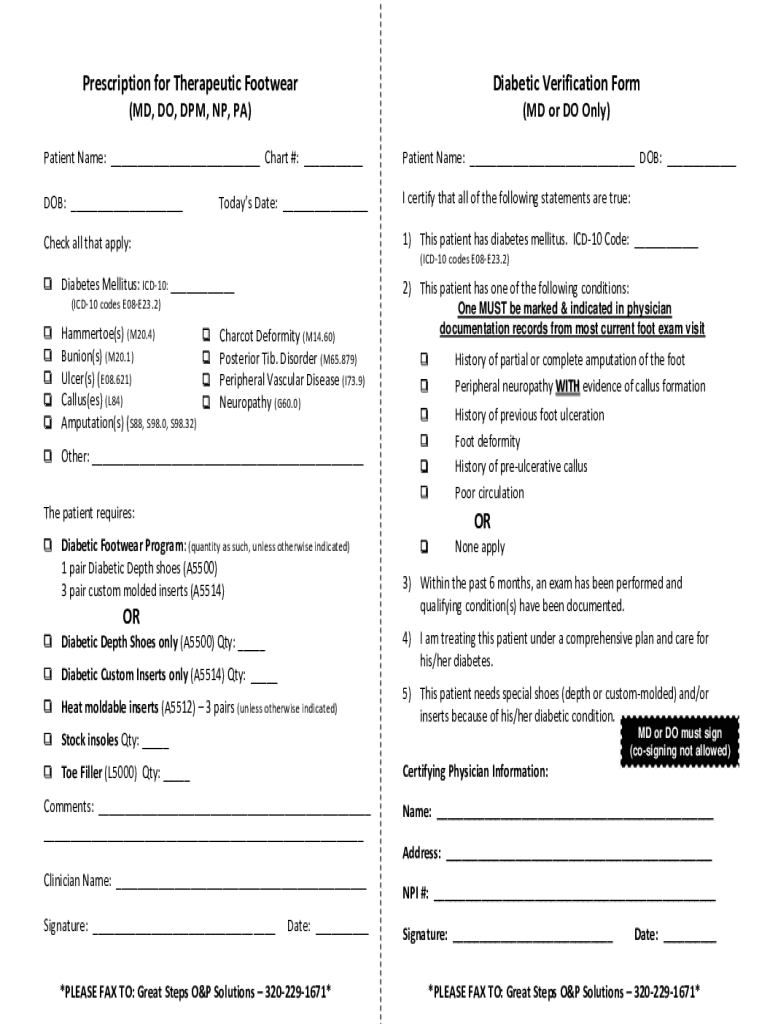 diabetic shoes PDF - Prescription for Therapeutic Footwear Preview on Page 1