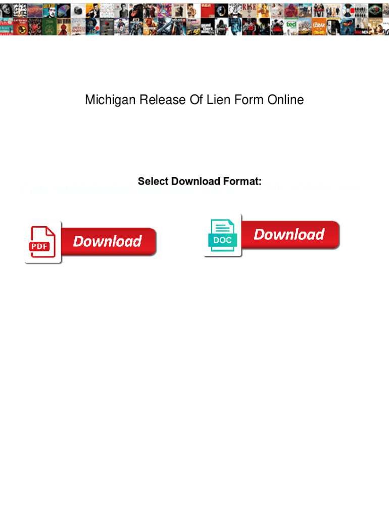 Fillable Online Michigan Release Of Lien Form Online. Michigan Release