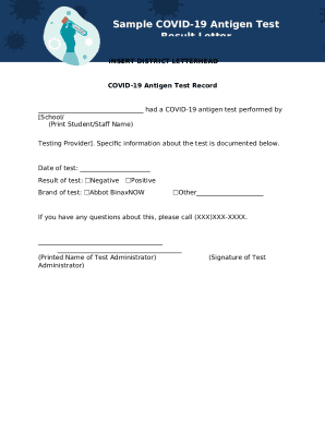 Sample COVID-19 Antigen Test Result Letter INSERT DISTRICT ...