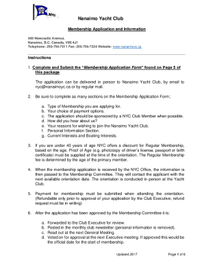 Membership Application - Nanaimo Yacht Club