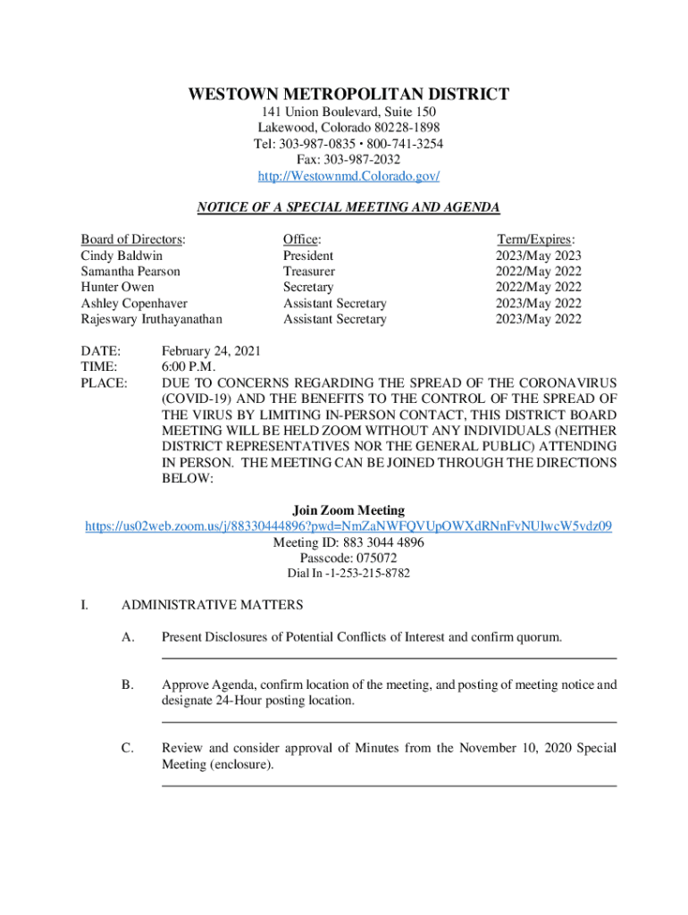 Fillable Online Fillable Online PAINT BRUSH HILLS METROPOLITAN DISTRICT