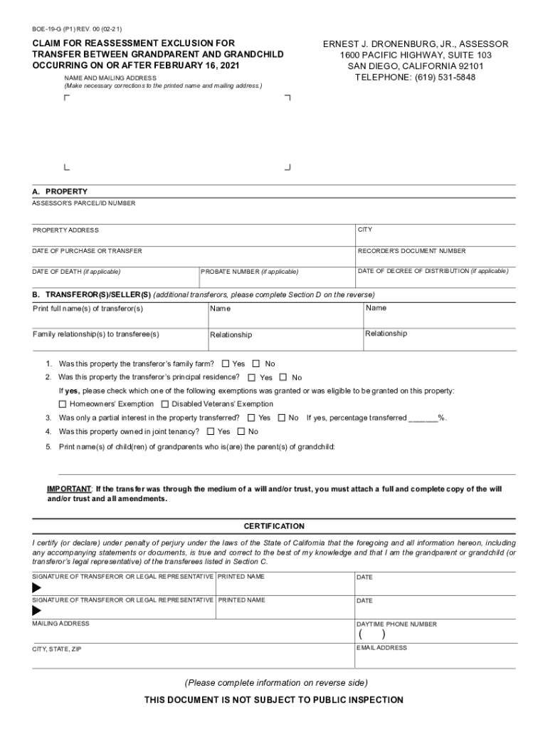 Fillable Online san diego County - Cal Assessor e-Forms Fax Email Print ...
