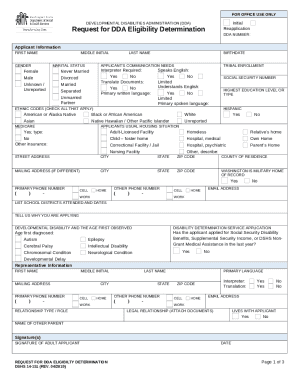 Request for DDA Eligibility Determination Reapplication