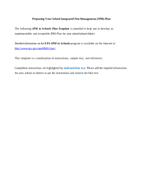 School Integrated Pest Management Plan Template