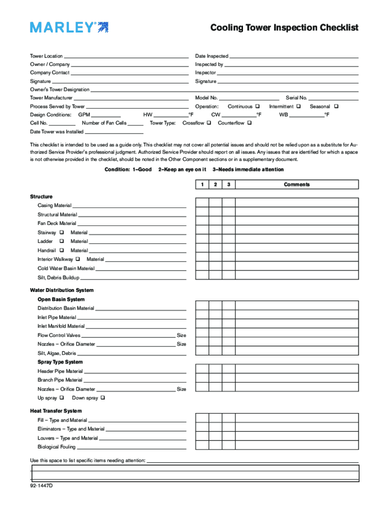 cooling tower inspection checklist Preview on Page 1