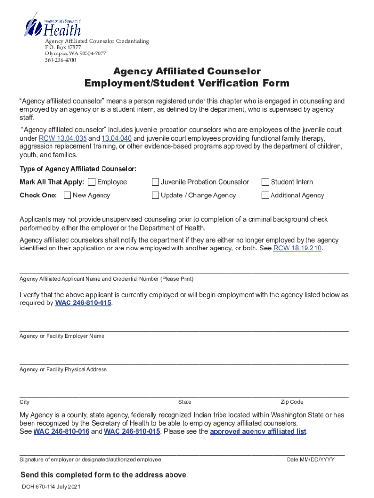 agency affiliated counselor registration application packet Preview on Page 1