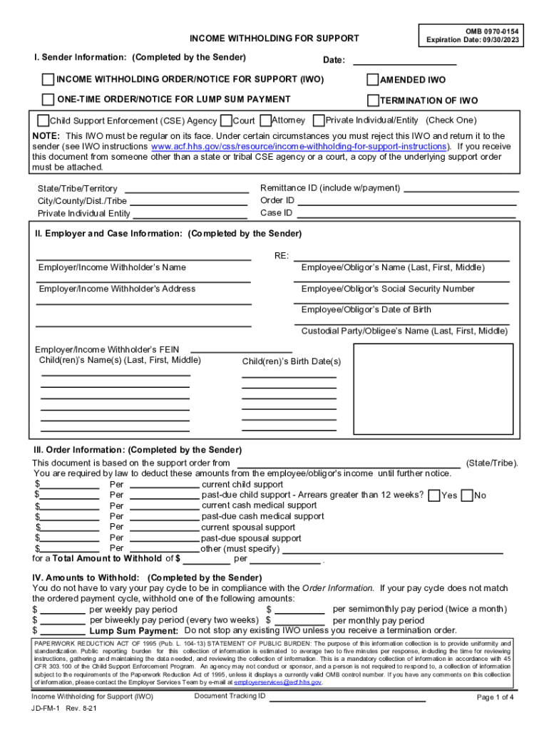 withholding order form Preview on Page 1