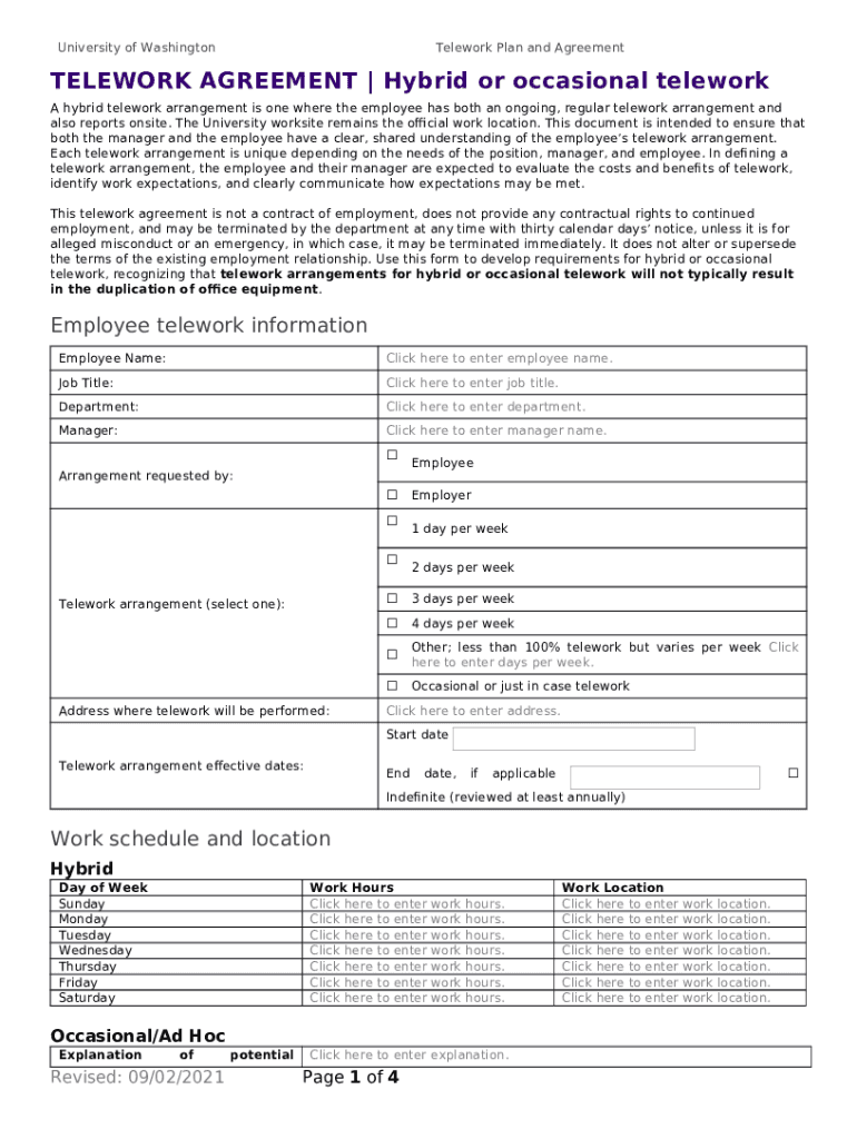 Telework Agreement - San Bernardino County, California Doc Template ...