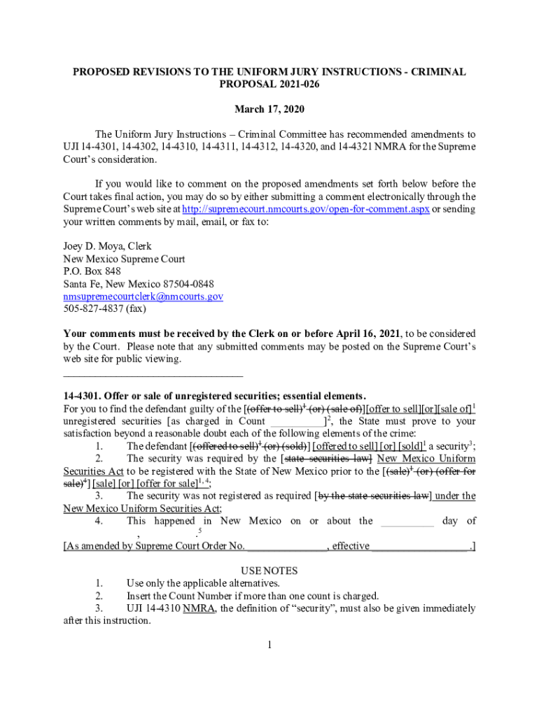 Fillable Online PROPOSED REVISIONS TO THE UNIFORM JURY INSTRUCTIONS