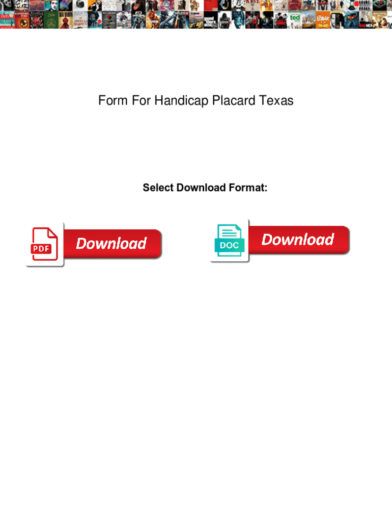 Fillable Online Form For Handicap Placard Texas. Form For Handicap ...
