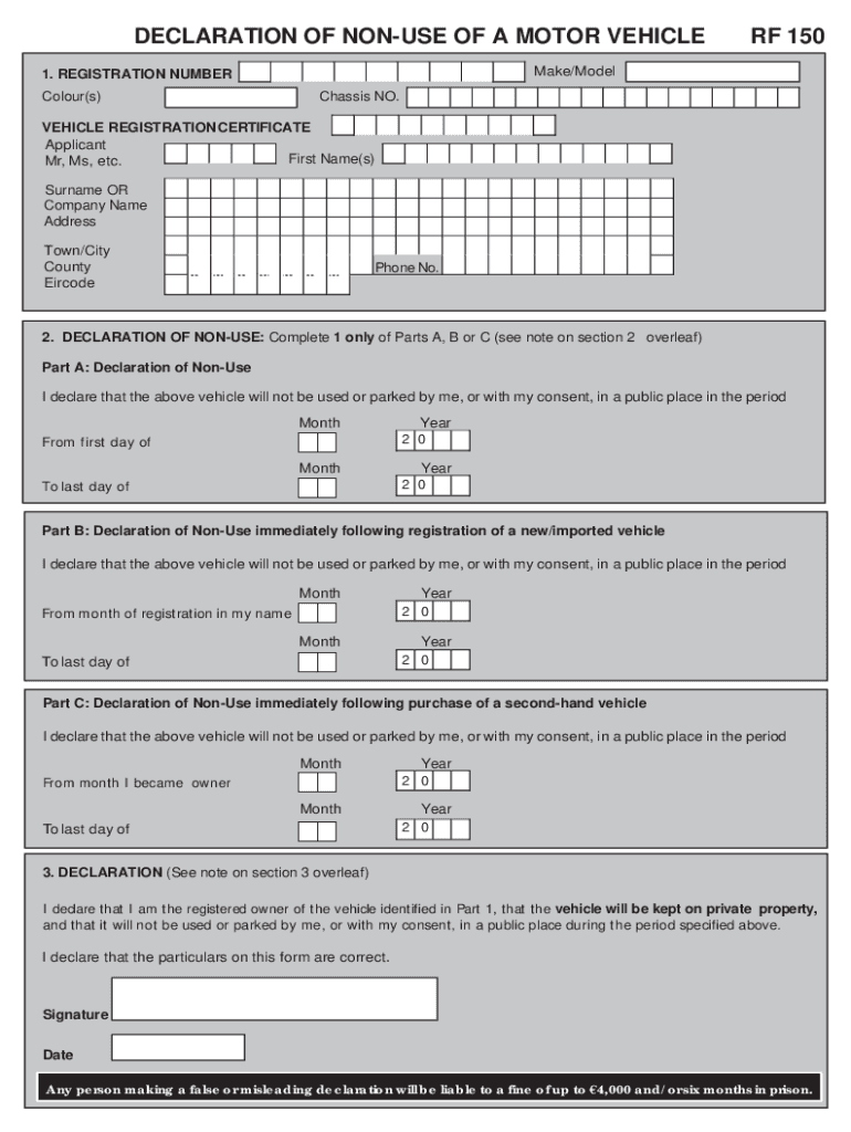 rf150 form Preview on Page 1