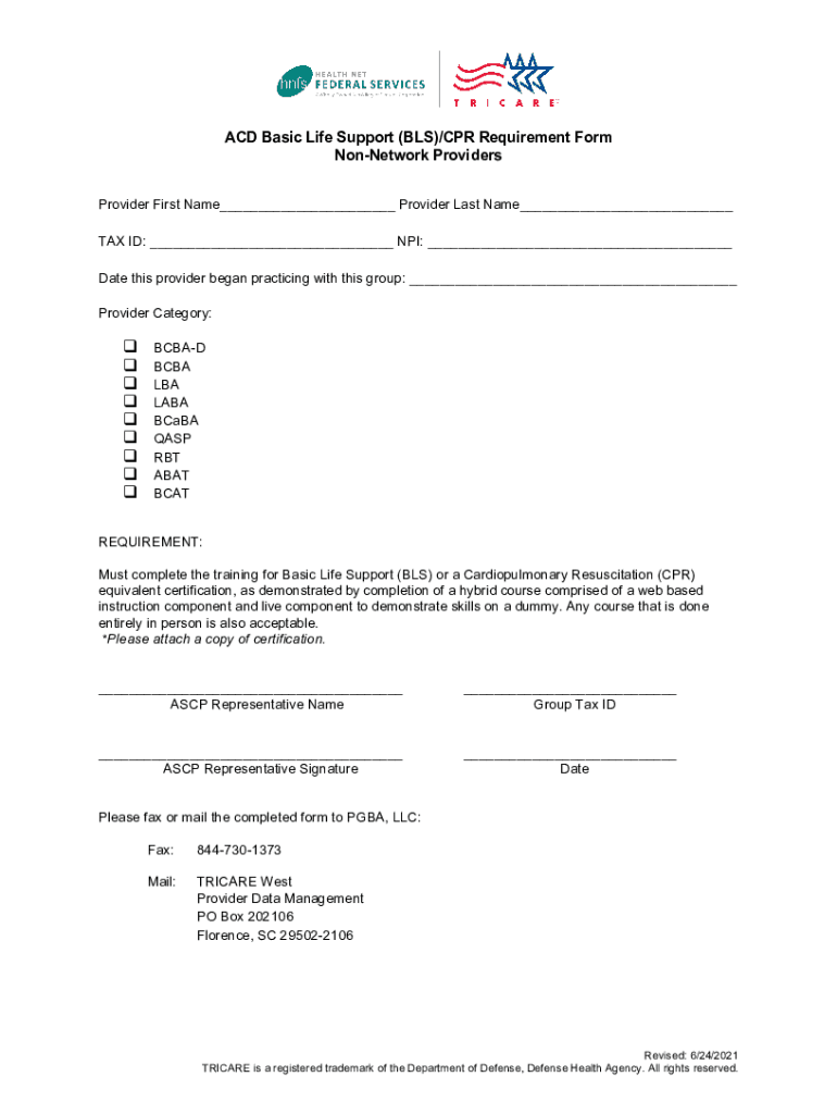 Fillable Online ACD Basic Life Support (BLS)/CPR Requirement Form Non Fax Email Print