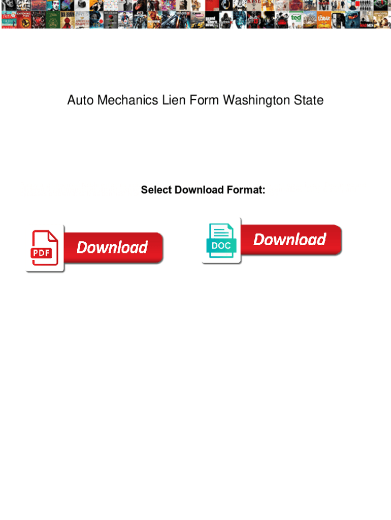 Fillable Online Auto Mechanics Lien Form Washington State. Auto