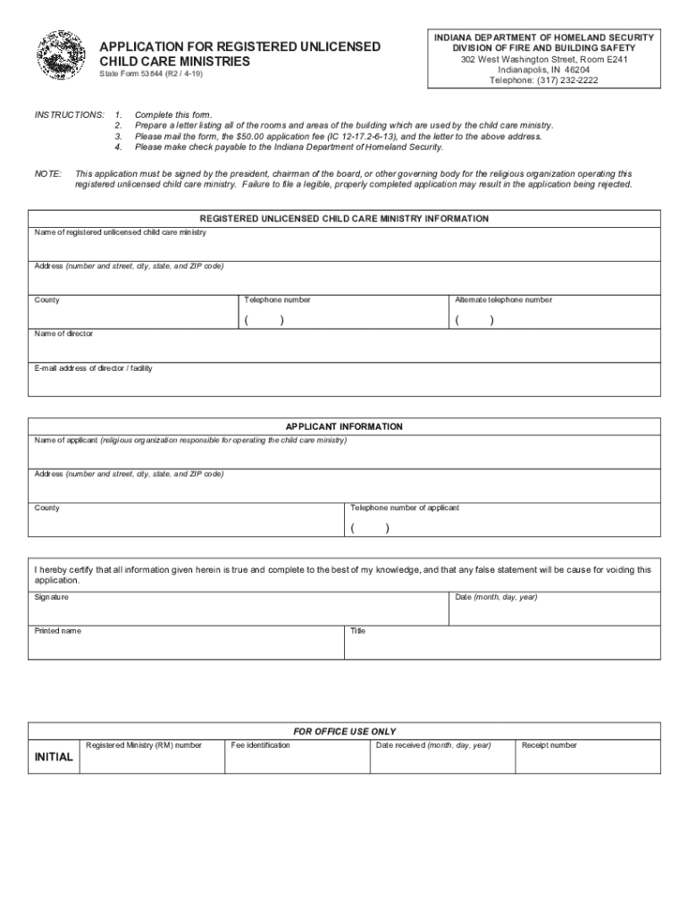 Fillable Online forms in APPLICATION FOR REGISTERED UNLICENSED CHILD