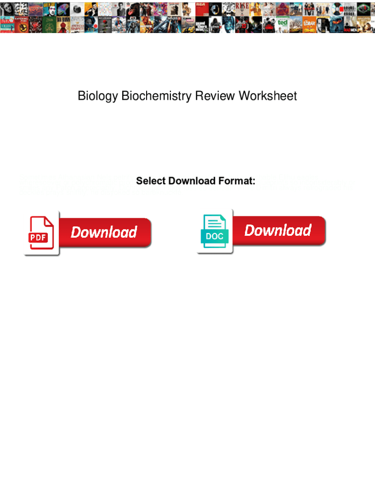 Fillable Online Biology Biochemistry Review Worksheet. Biology