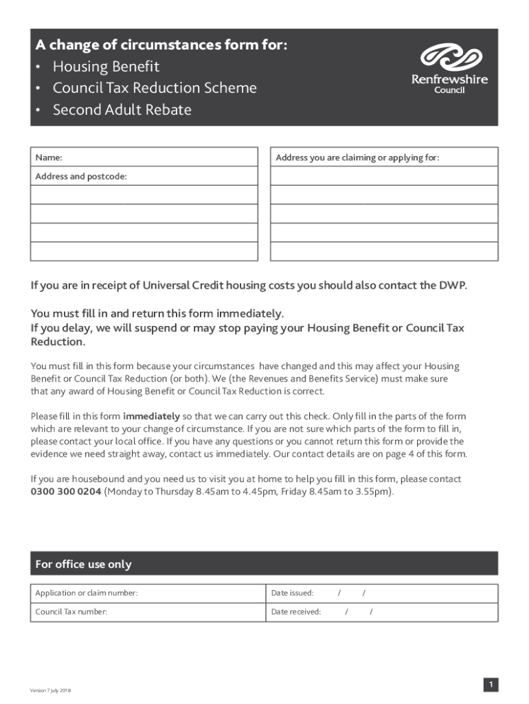 Claim form for Housing Benefit and Council Tax Reduction Preview on Page 1