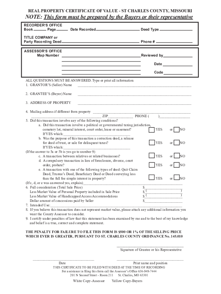 Fillable Online Certificate Of Real Estate Value Form Fax Email Print