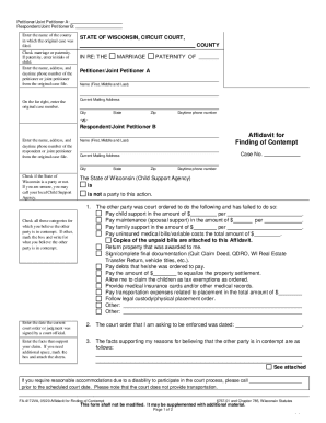 FA-4172VA: Affidavit for Finding of Contempt - wicourts.gov