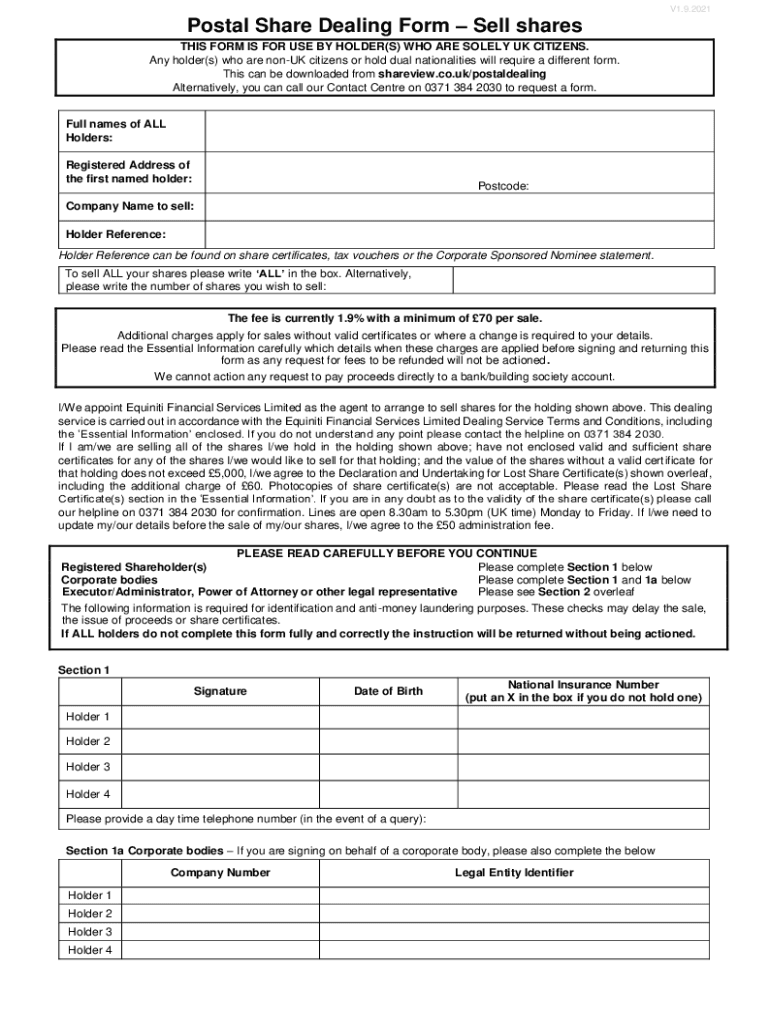 Equiniti Postal Share Dealing Form Fill Out Sign Online DocHub