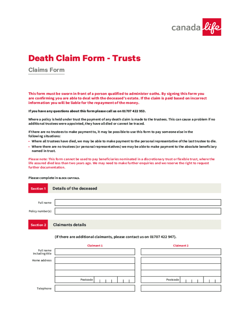 Fillable Online documents canadalife co Claims Form Canada Life Fill and Sign Printable