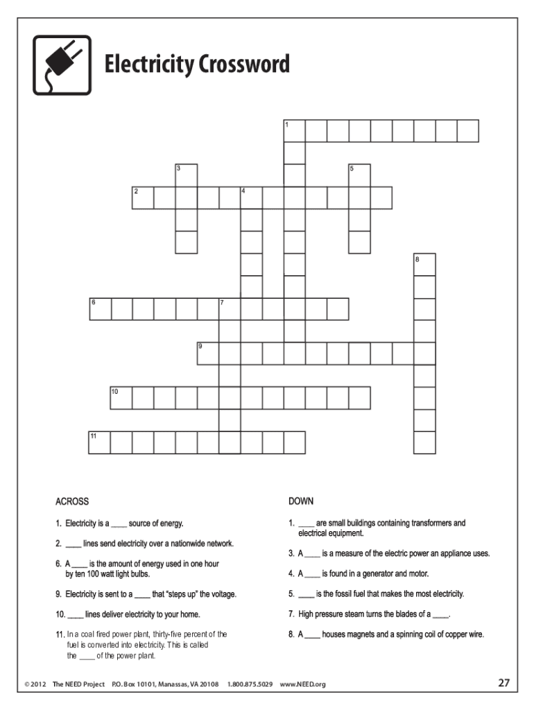 Fillable Online Renewable Energy - Crossword Puzzle Game for Kids Fax ...