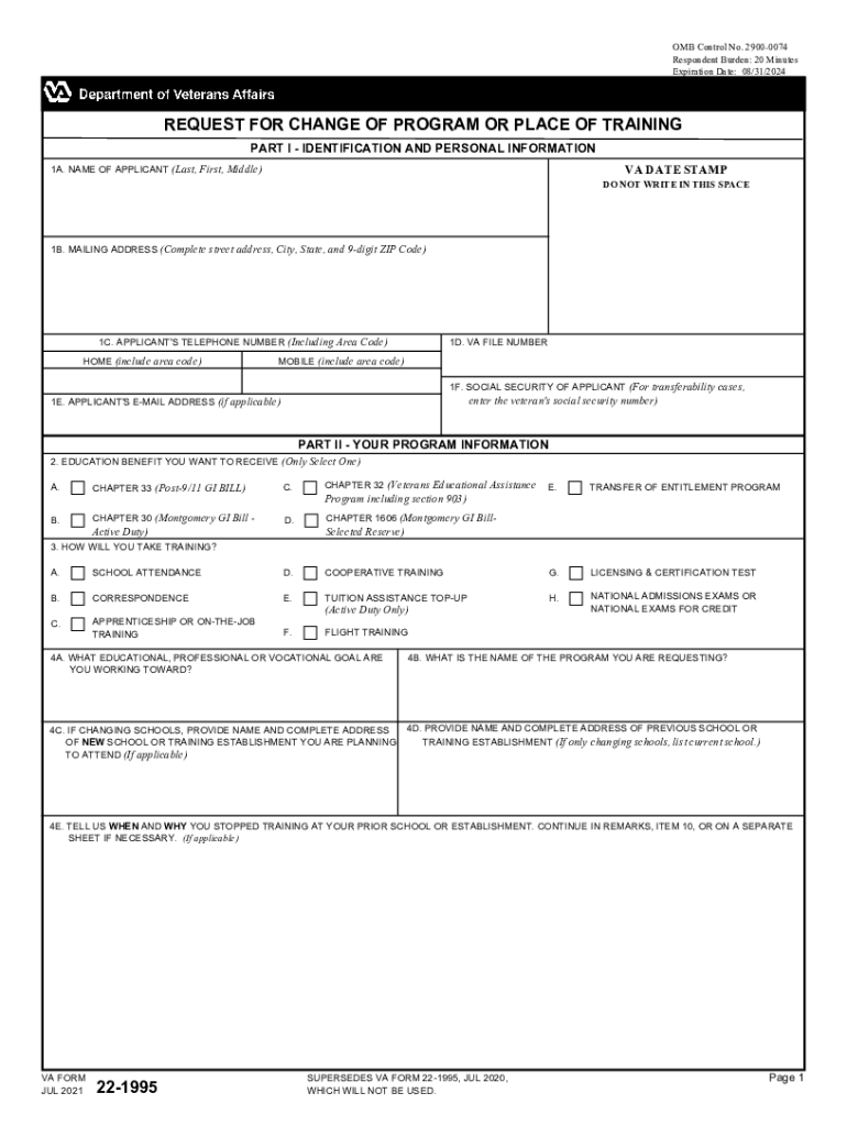 va form 22 1995 Preview on Page 1