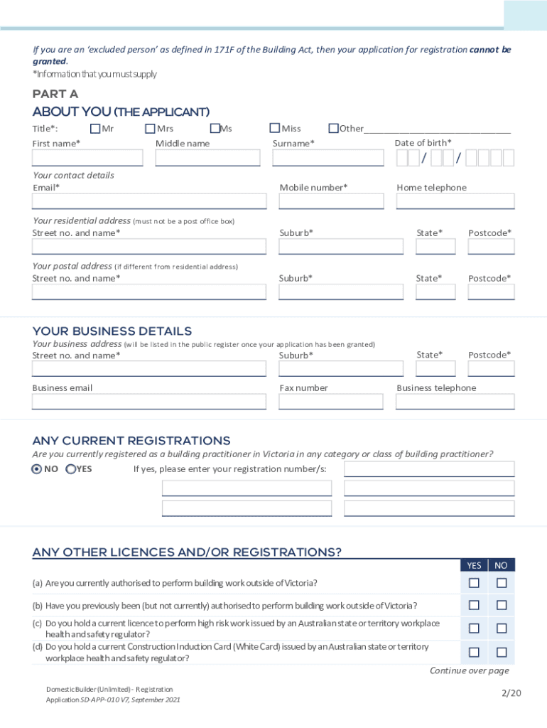 DOMESTIC BUILDER - Fill and Sign Printable Template Online ... Preview on Page 1