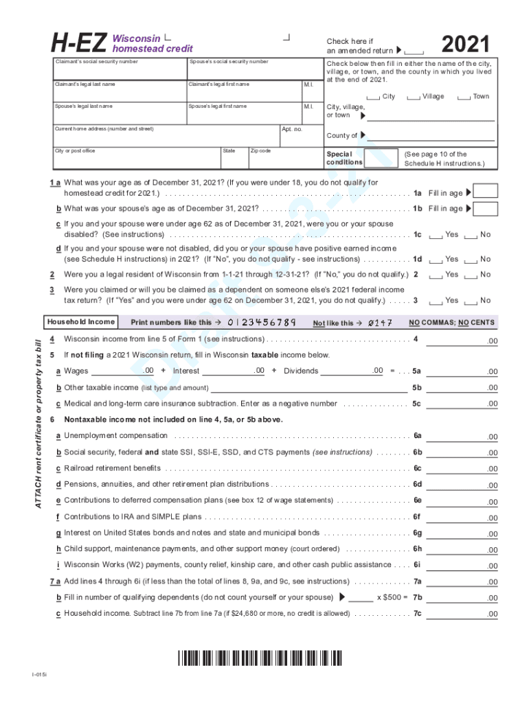 wisconsin homestead credit form 2021 Preview on Page 1