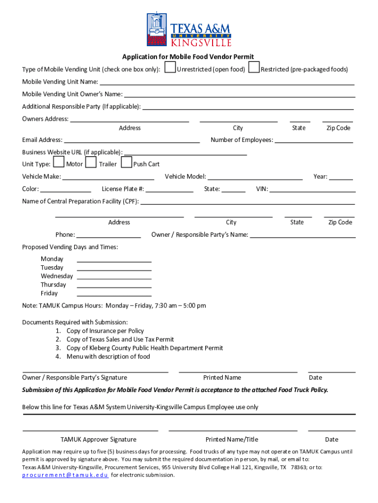 mobile food vendor permit Preview on Page 1