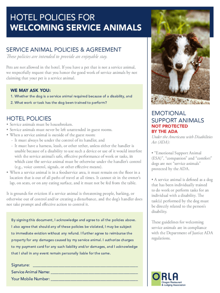 Service Dog Rules for Staying in Hotels - Service Dog Preview on Page 1