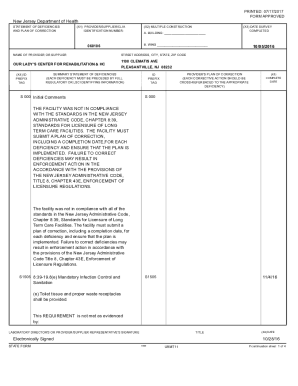 PRINTED: 07/17/2017 FORM APPROVED New Jersey Department of Health
