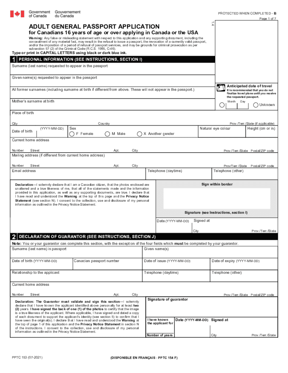 Pptc 132 Form Pdf Download Fill Online Printable Fillable Blank Passport Application Pptc 153 Com
