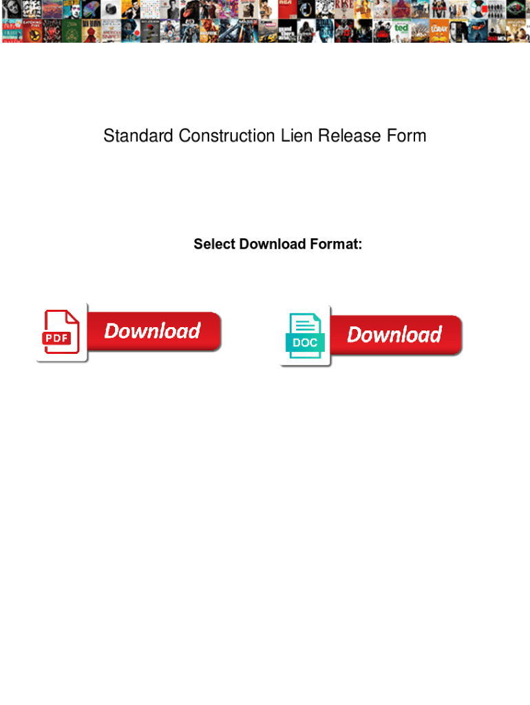 Fillable Online Standard Construction Lien Release Form. Standard