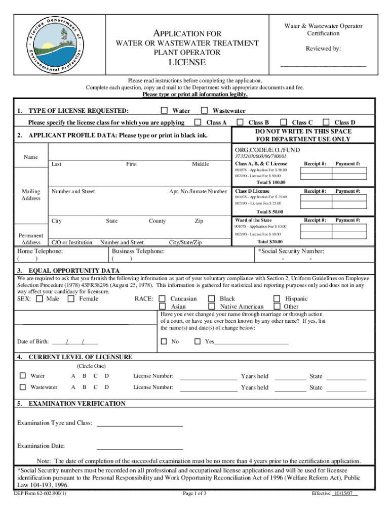 Fillable Online Wastewater Treatment Plant Operator Certification Fact Sheet Fax Email Print