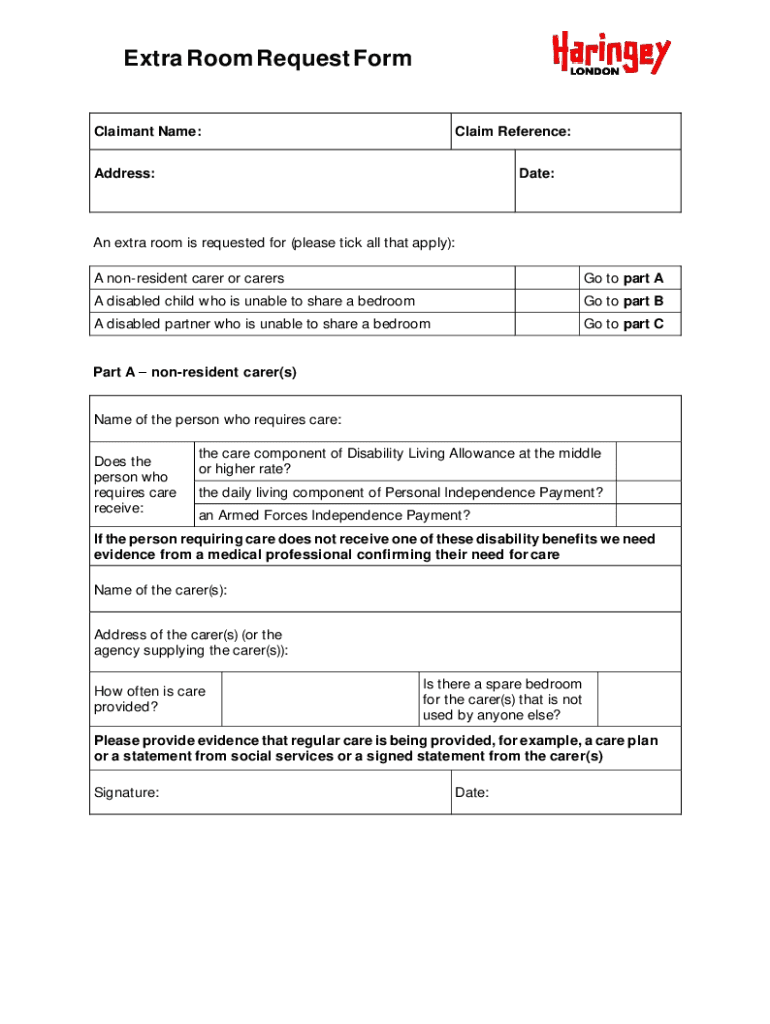 Fillable Online www.haringey.gov.uk files extrabedroomformExtra Room ...