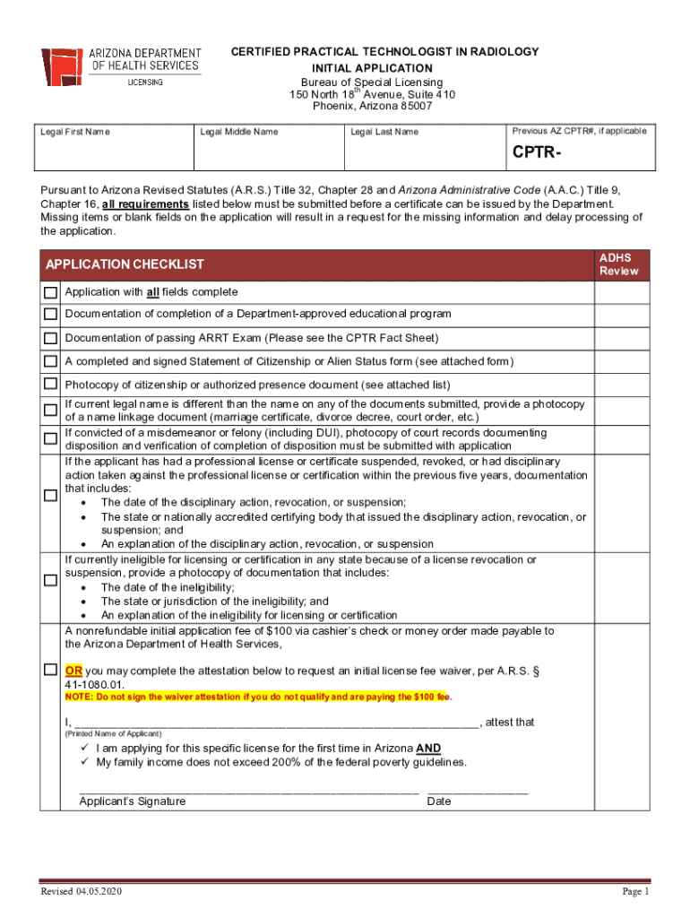 APPLICATION CHECKLIST - Arizona Department of Health ... Preview on Page 1