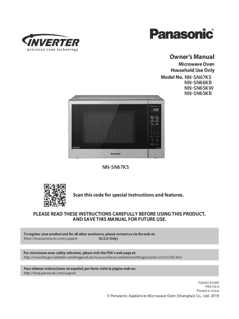 Fillable Online Microwave Oven Household Use Only Model No. NNSN67KS