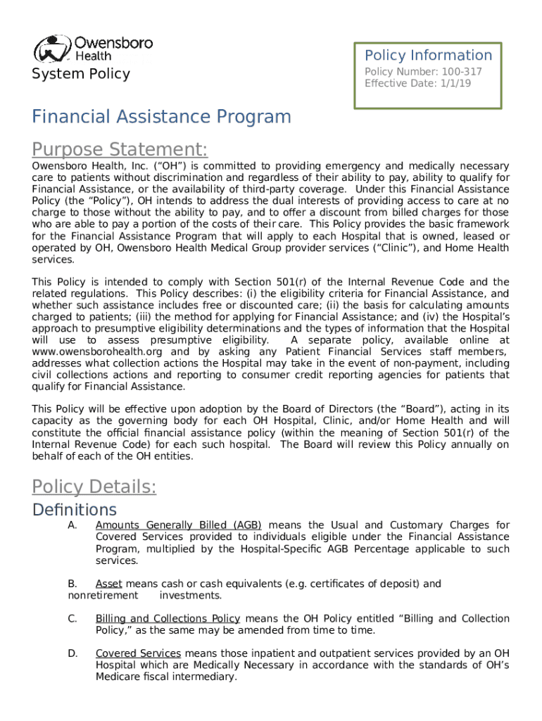 Financial Assistance Program Purpose Statement Doc Template PdfFiller